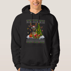 Funny Christmas Lights Yorkie Dog Funny Xmas Ugly Hoodie