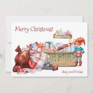 Funny Christmas List Santa Workshop Covid 2021 Holiday Card