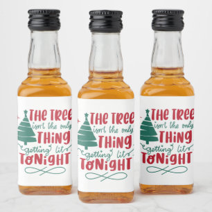 funny Christmas lit tree word art  Liquor Bottle Label