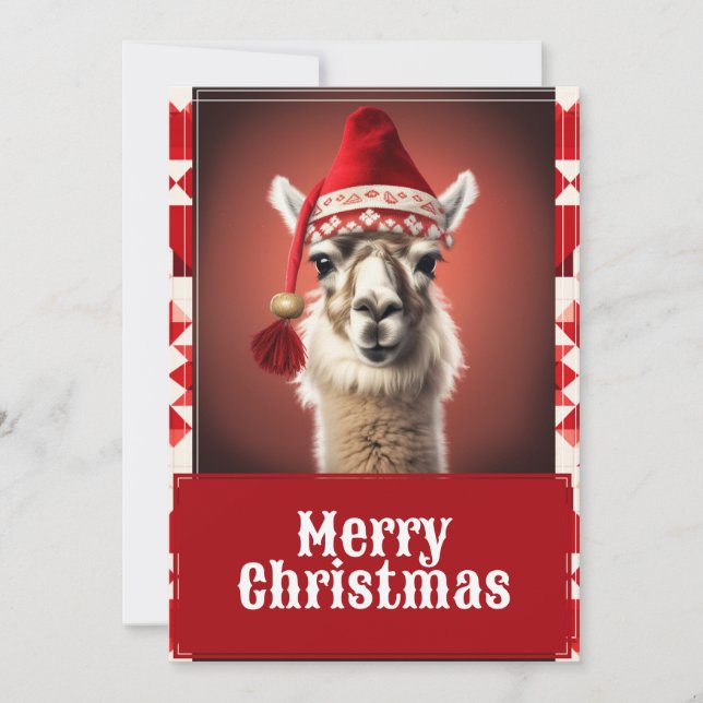 Funny Christmas Llama Holiday Card (Front)