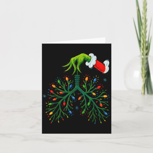 Funny Christmas Lungs Lights Art – Rt Holiday  Card (Front)