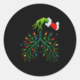 Funny Christmas Lungs Lights Art – Rt Holiday  Classic Round Sticker