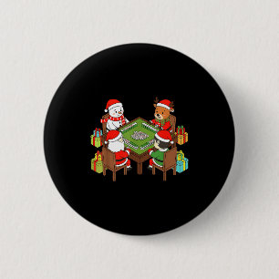 Funny Christmas Mahjong Santa Snowman Elf Reindeer 6 Cm Round Badge