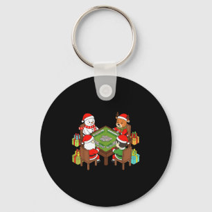 Funny Christmas Mahjong Santa Snowman Elf Reindeer Key Ring