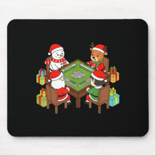 Funny Christmas Mahjong Santa Snowman Elf Reindeer Mouse Pad