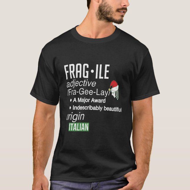 Funny Christmas Major Award Fragile Definition Lon T-Shirt (Front)