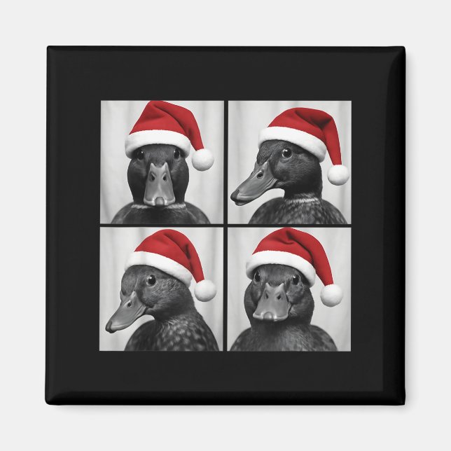 Funny Christmas Mallard Duck Santa Photo Booth  Magnet (Front)