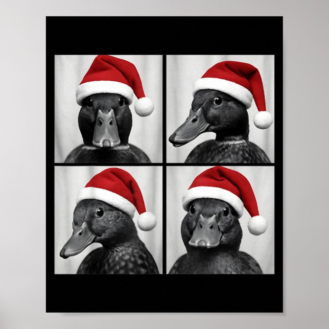 Funny Christmas Mallard Duck Santa Photo Booth  Poster (Front)