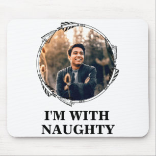 Funny Christmas Matching Couple Naughty Nice Photo Mouse Pad