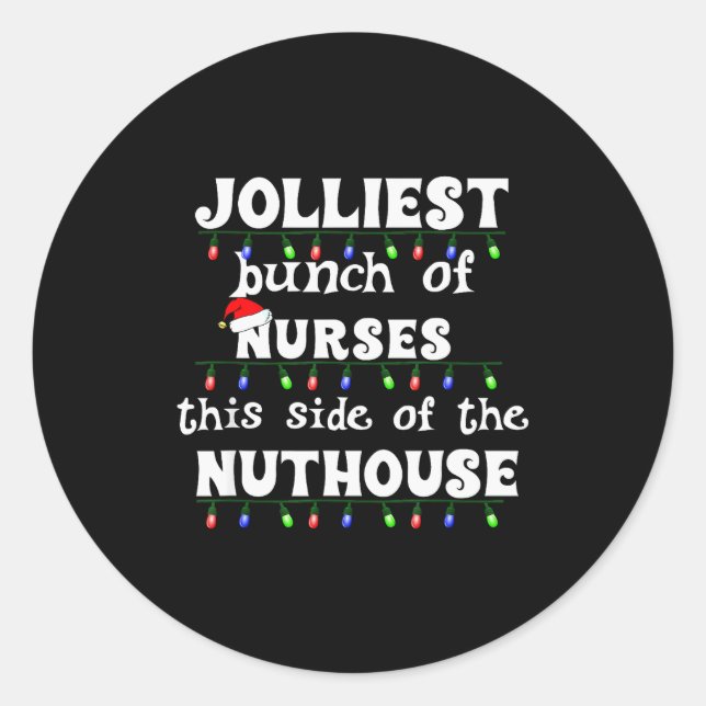 Funny Christmas Matching Group Work Jolliest Bunch Classic Round Sticker (Front)