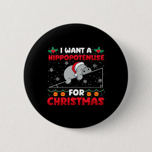 Funny Christmas Math Teacher Hippopotenuse Math Lo 6 Cm Round Badge