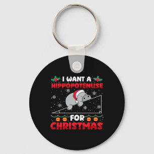 Funny Christmas Math Teacher Hippopotenuse Math Lo Key Ring