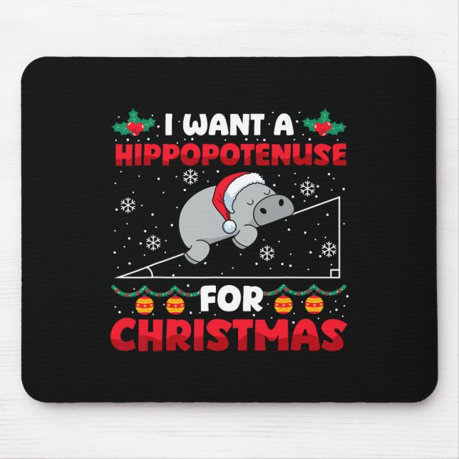 Funny Christmas Math Teacher Hippopotenuse Math Lo Mouse Pad (Front)