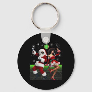 Funny Christmas Melanated Santa And Mrs Claus Danc Key Ring