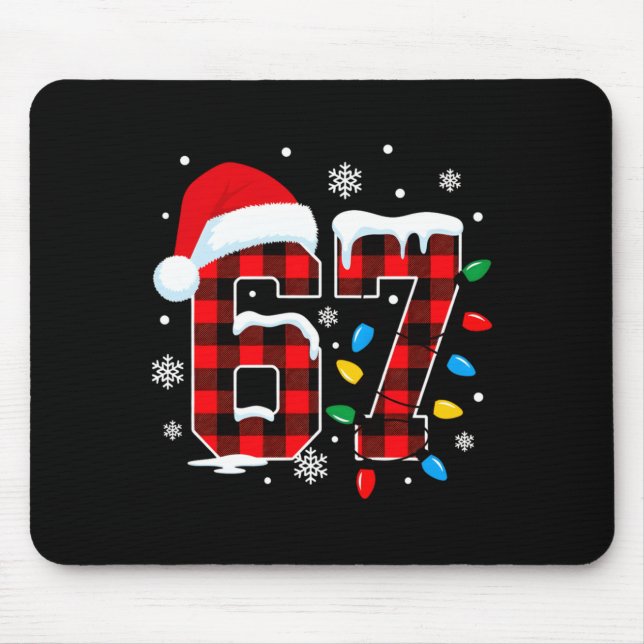 Funny Christmas Meme 67 Red Buffalo Plaid Xmas Paj Mouse Pad (Front)