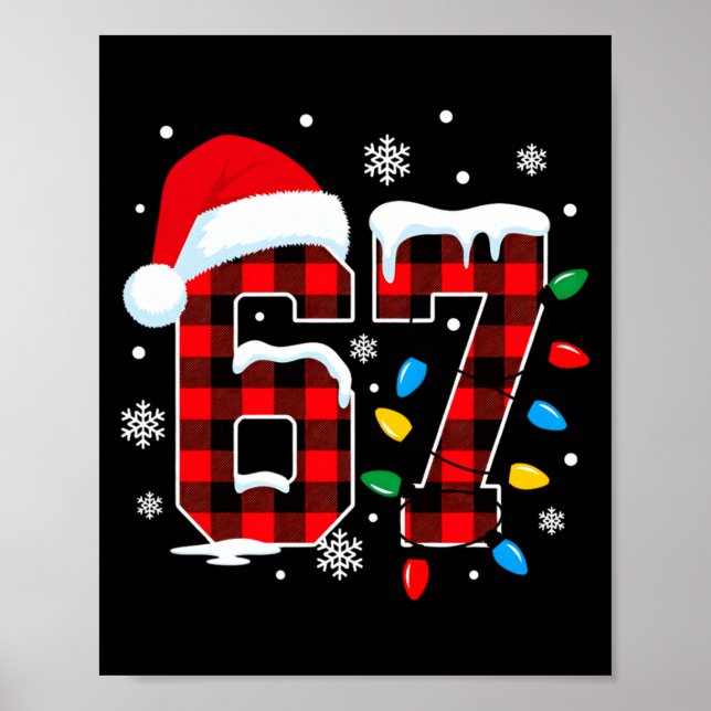 Funny Christmas Meme 67 Red Buffalo Plaid Xmas Paj Poster (Front)