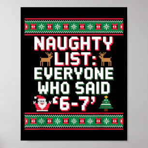 Funny Christmas Meme 6-7 Naughty List Humor Ugly C Poster
