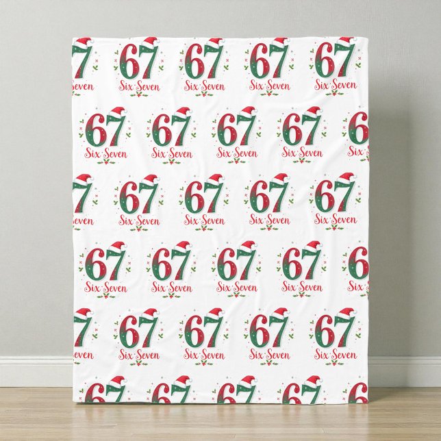 Funny Christmas Meme Six Seven 67 6 7 Holiday Fleece Blanket (Creator Uploaded)