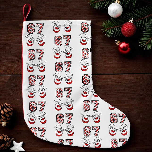 Funny Christmas Meme Six Seven 67 6 7 Holiday Small Christmas Stocking (Creator Uploaded)