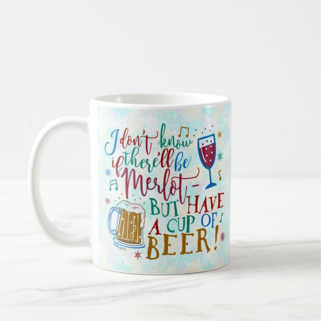 Funny Christmas Merlot Wine Beer Typography Humour Coffee Mug (Left)