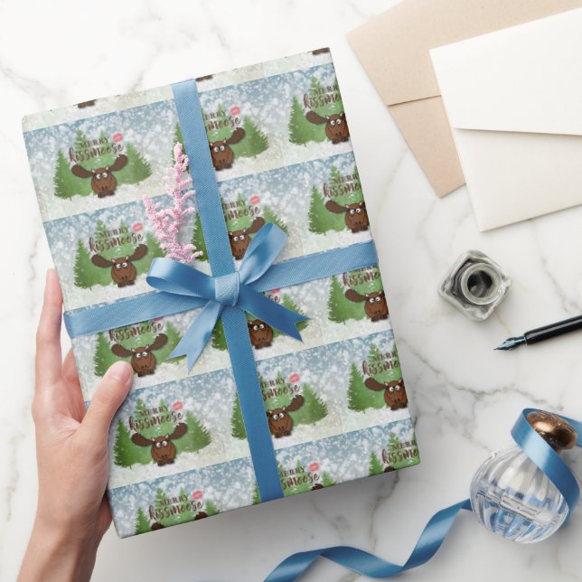 Funny Christmas Merry Kissmoose Wrapping Paper (Gifting)