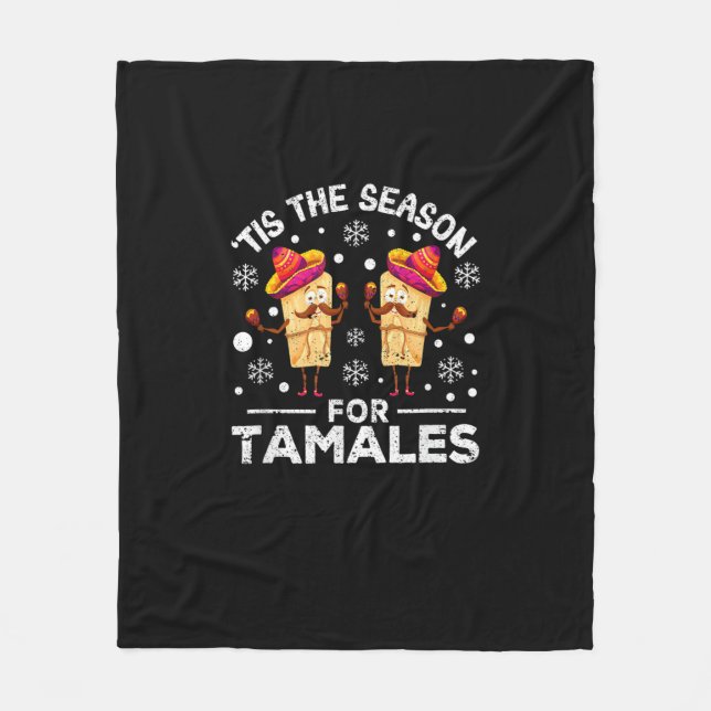 Funny Christmas Mexican Food Tis The Season For Ta Fleece Blanket (Front)