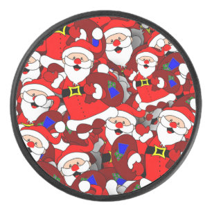 Funny Christmas Modern Whimsical Santa Collage Hockey Puck