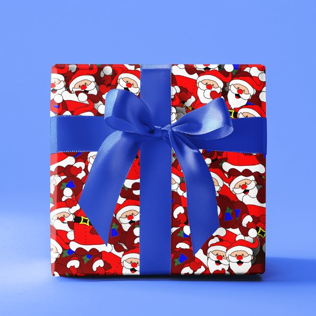 Funny Christmas Modern Whimsical Santa Collage Wrapping Paper Sheet (Creator Uploaded)