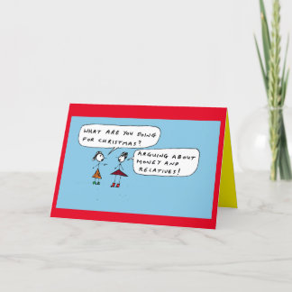 Funny Christmas Money and Relatives Cartoon Holiday Card