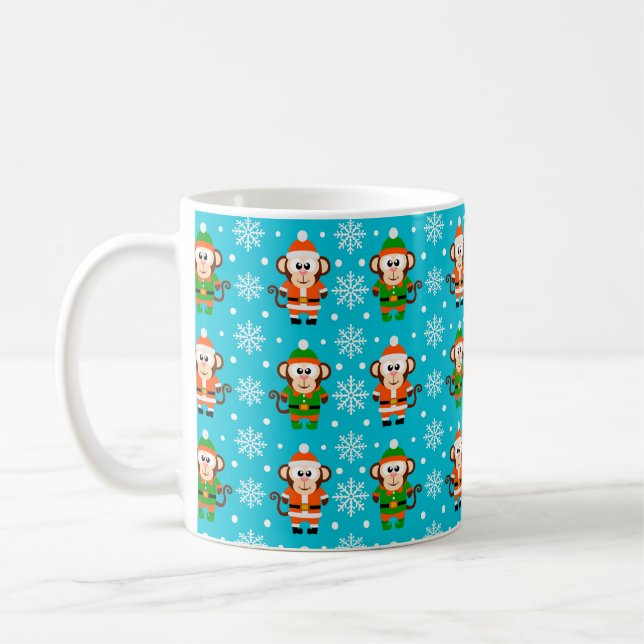 Funny Christmas Monkey  Coffee Mug (Left)