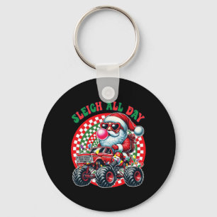 Funny Christmas Monster Truck Sleigh All Day Toddl Key Ring