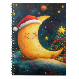 Funny Christmas Moon Galaxy Celebration Notebook