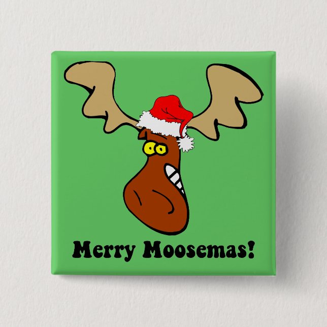 Funny Christmas moose 15 Cm Square Badge (Front)