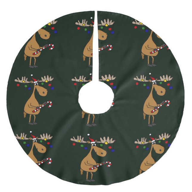 Funny Christmas Moose Tree Skirt (Front)