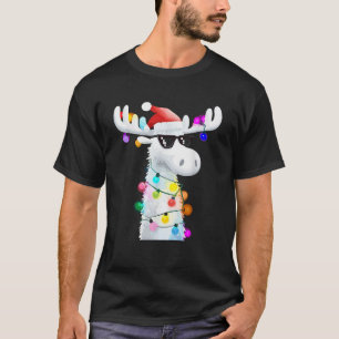 Funny Christmas Moose with Sunglasses and Holiday  T-Shirt