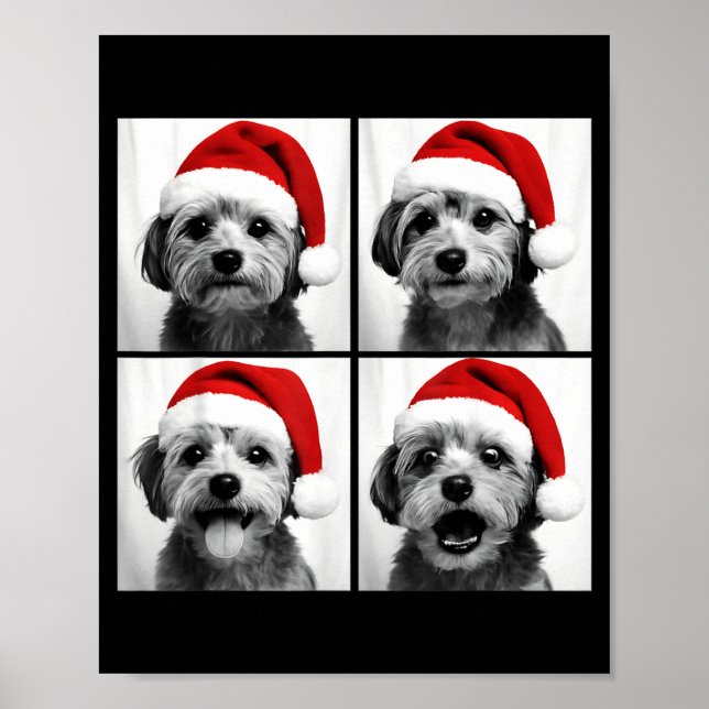 Funny Christmas Morkie Santa Dog Lover Photo Booth Poster (Front)