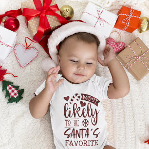 Funny Christmas Most Likely To Be Santas Favourite Baby Bodysuit