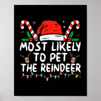Funny Christmas Most Likely To Pet The Reindeer  Poster