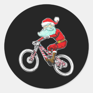 Funny Christmas Mountain Bike Santa Claus MTB Classic Round Sticker
