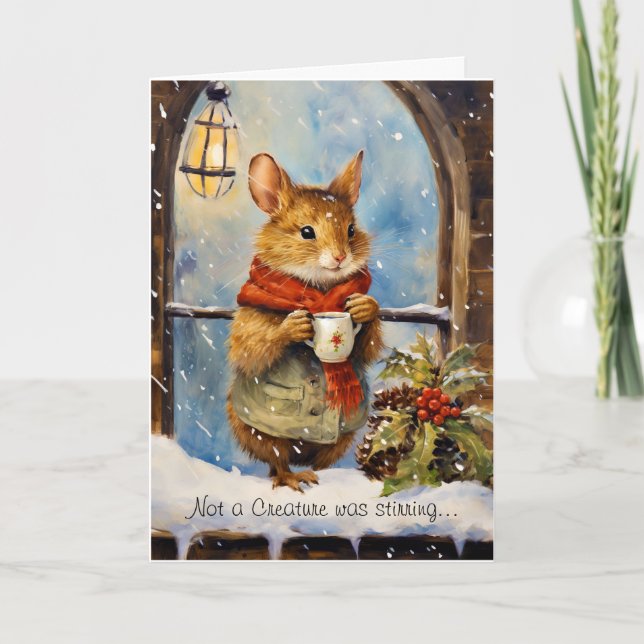Funny Christmas Mouse with Poem Holiday Card (Front)