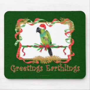 Funny Christmas Mousepad Nanday Conure Parrot