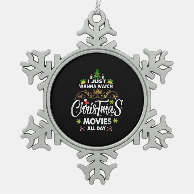 Funny Christmas Movie , Christmas Movies Snowflake Pewter Christmas Ornament (Front)