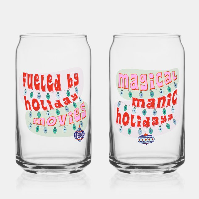 Funny Christmas Movies Channel Holiday Gift Can Glass (Front)
