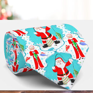 Funny Christmas Mrs. Claus Beats Santa At Fishing Tie
