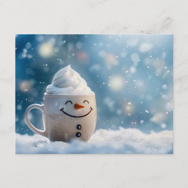 Funny Christmas Mug as Snowmann Postcard (Front)