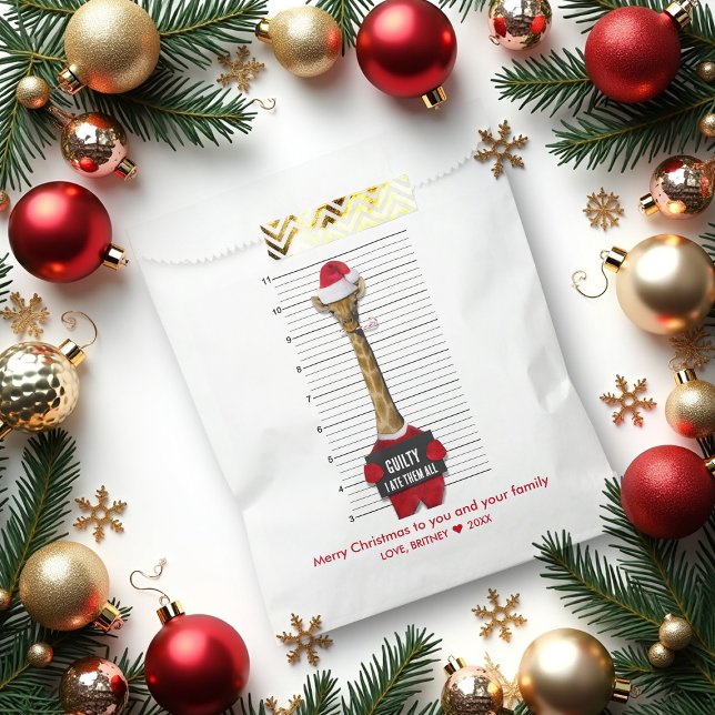 Funny Christmas Mugshot Guilty Giraffe Favour Bag (Creator Uploaded)