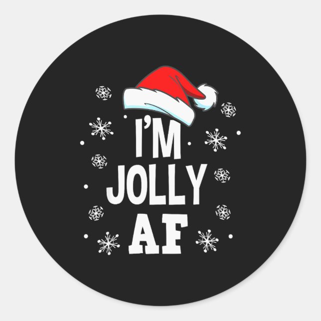 Funny Christmas Naughty Adults Pajama, Santa I'm J Classic Round Sticker (Front)