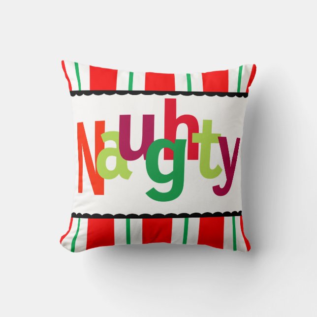 Funny Christmas Naughty Colourful Modern Cushion (Front)