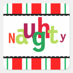 Funny Christmas Naughty Colourful Modern Square Sticker