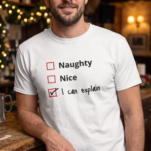 Funny Christmas Naughty List Checkbox Joke T-Shirt